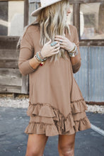 Load image into Gallery viewer, Goat Scoop Neck Tiered Ruffled Hem Long Sleeve Mini Dress