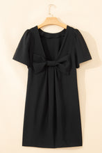 Load image into Gallery viewer, Black Bow Decor Backless Short Sleeve Shift Mini Dress