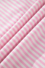 Load image into Gallery viewer, Pink Stripe Cuffed Short Sleeve Contrast Mock Neck Tee Dress