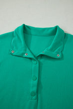Load image into Gallery viewer, Beau Blue Solid Color Snap Button Polo Collar Short Sleeve Scallop Hem Mini Dress