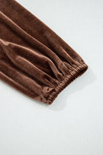 Load image into Gallery viewer, Chicory Coffee Solid Color Velvet V Neck Long Sleeve Tiered Mini Dress