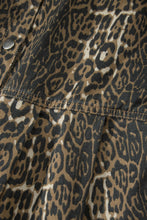 Load image into Gallery viewer, Gray Leopard Print Short Sleeve Pleated Denim Mini Dress