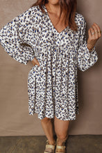 Load image into Gallery viewer, Multicolour Leopard Print V Neck Button Detail Long Sleeve Mini Dress