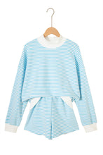 Load image into Gallery viewer, Pink Stripe Oversize Mock Neck Sweatshirt and Shorts Set