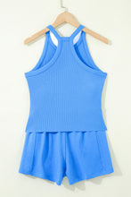 Load image into Gallery viewer, Sachet Pink Slim Tank Top Elastic High Waist Shorts 2pcs Outfit