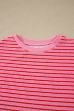 Load image into Gallery viewer, Rose Stripe Side Split Knit Tee Drawstring Shorts Set