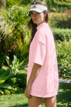 Load image into Gallery viewer, Yellow Cream Solid Color Exposed Seam Mock Neck Oversize Tee Casual Shorts 2pcs Outfit