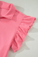 Load image into Gallery viewer, Coral Paradise Half Zipped Ruffled Short Set