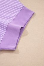 Load image into Gallery viewer, Sky Blue Stripe Dolman Sleeve Polo Shirt and Drawstring Shorts Set