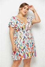 Load image into Gallery viewer, Printed Deep V-Neck Dress with Elastic Waist