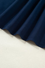 Load image into Gallery viewer, Navy Blue Button Detail Leopard Metallic Trim Short Sleeve Tunic Dress