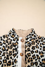 Load image into Gallery viewer, Multicolour Half Buttons Short Sleeve Loose Leopard Mini Dress with Pockets