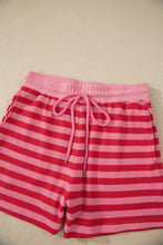 Load image into Gallery viewer, Pink Stripe Puff Short Sleeve T Shirt Matching Shorts Set