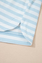 Load image into Gallery viewer, Pink Stripe Contrast Neck Loose Tee and Drawstring Shorts Set