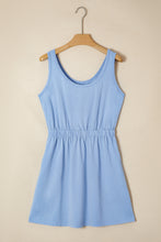 Load image into Gallery viewer, Sky Blue Mineral Wash Elastic Waist Tank Dress with Side Pockets