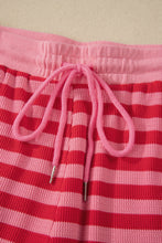 Load image into Gallery viewer, Pink Stripe Puff Short Sleeve T Shirt Matching Shorts Set