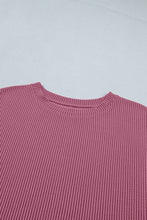 Load image into Gallery viewer, Pitaya Pink Twisted Ribbed Loose Tee Drawstring Elastic Waist 2pcs Short Set