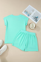 Load image into Gallery viewer, Sachet Pink V Neck Short Sleeve Top Drawstring Shorts 2pcs Set