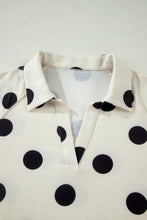 Load image into Gallery viewer, Beige Polka Dot Print V Neck Tee Short Set