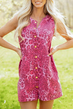 Load image into Gallery viewer, Pink Leopard Denim Buttoned Shift Sleeveless Dress