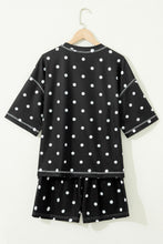 Load image into Gallery viewer, Yellow Exposed Seam Detail Polka Dot Loose Tee Drawstring Shorts Set