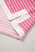 Load image into Gallery viewer, Pink Stripe Color Block Trim Notched Neck Sleeveless Shift Mini Dress