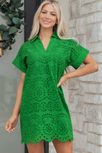 Load image into Gallery viewer, White Solid Color Eyelet Embroidered T Shirt Mini Dress