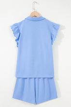 Load image into Gallery viewer, Coral Paradise Half Zipped Ruffled Short Set