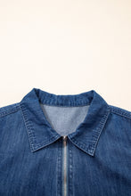 Load image into Gallery viewer, Blue Zip up Collared Short Sleeve Shift Mini Denim Dress