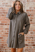 Load image into Gallery viewer, Simply Taupe Waffle Knit Shirt Tunic Dress