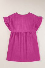 Load image into Gallery viewer, Rose Red Textured Ruffled Short Sleeve Mini Dress