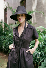 Load image into Gallery viewer, ARYA Safari Linen Midi Dress, in Black