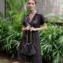 Load image into Gallery viewer, ARYA Safari Linen Midi Dress, in Black