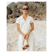 Load image into Gallery viewer, ARYA Safari Linen Midi Dress In Off White