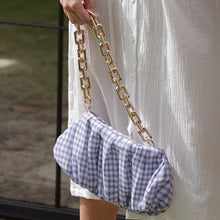 Load image into Gallery viewer, AWAN Ruffle Bag, in Navy Blue Gingham