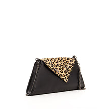 Load image into Gallery viewer, Black Leather Clutch Bag Leopard Unique Evening Purse Women's Handbag
