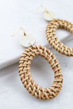 Load image into Gallery viewer, Bien 16K Gold-Plated Brass Buffalo Horn & Rattan Oval Statement Earrings