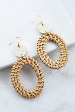 Load image into Gallery viewer, Bien 16K Gold-Plated Brass Buffalo Horn & Rattan Oval Statement Earrings
