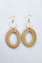 Load image into Gallery viewer, Bien 16K Gold-Plated Brass Buffalo Horn & Rattan Oval Statement Earrings