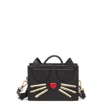 Load image into Gallery viewer, Leather Cat Bag Black Crossbody Purse