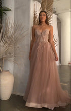 Load image into Gallery viewer, Strapless Layered Tulle Ball Gown