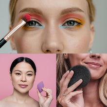 Load image into Gallery viewer, Beauty Essentials Bundle: Facial Makeup Blender Sponge + Natural Facial Konjac Sponge Duo Set(3 pack) + 5 Pcs Studio Makeup Brush Set (Black)