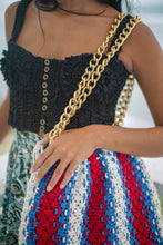 Load image into Gallery viewer, COLETTE Macrame Beach Bag In Red, White & Blue