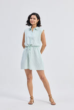 Load image into Gallery viewer, Drawstring Shirt Dress in Stripes