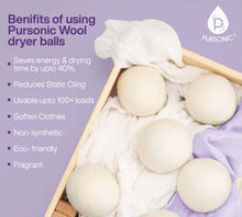 Load image into Gallery viewer, Wool Dryer Balls Bundle - Reusable Laundry Balls Made from Pure New Zealand Wool - Includes Lavender & Peppermint Oils