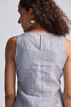 Load image into Gallery viewer, Front-tie Top in Linen Stripes