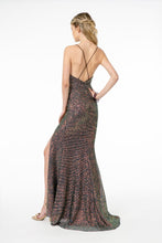 Load image into Gallery viewer, Full Sequin Ruched V-Neck Long Dress w/ Strap Back