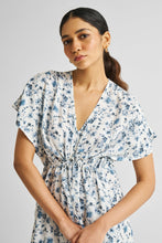 Load image into Gallery viewer, Gathered Maxi Dress in Blue Florals
