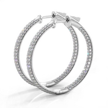 Load image into Gallery viewer, 2.5 CTW Lab-Created Moissanite Triple Row Hoop Earrings in 14K Gold Over Sterling with Vault Lock Clasp