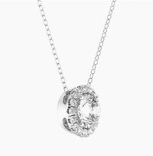 Load image into Gallery viewer, AGI Certified Lab-Grown Diamond Halo Pendant Necklace in 14kt White Gold – 1 CTW or 2 CTW